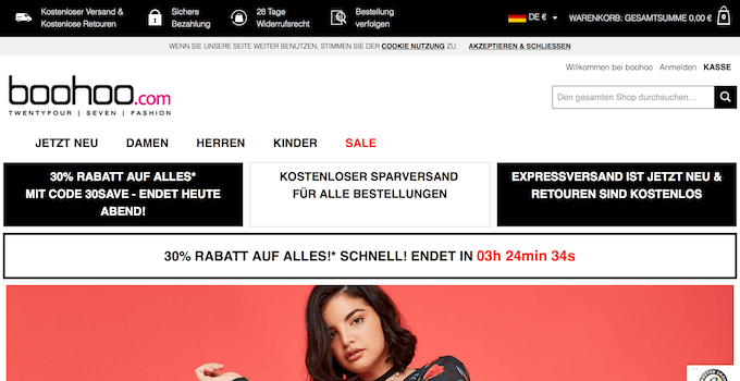 Online Shopping bei Boohoo