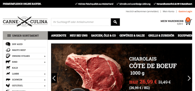 Der Online-Shop Carne Culina bietet Premiumfleisch aus Meisterhand.
