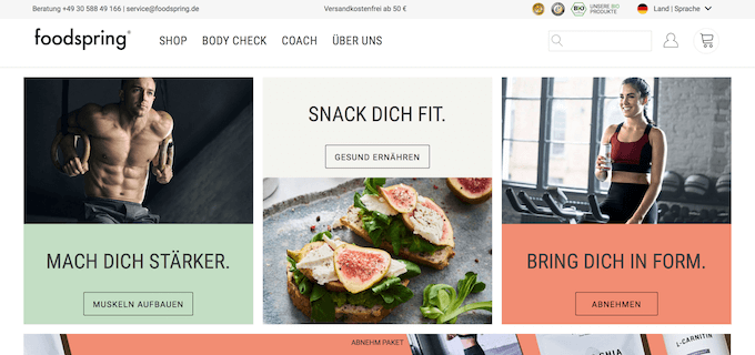 Foodspring ist der Online-Shop für Fitnessnahrung